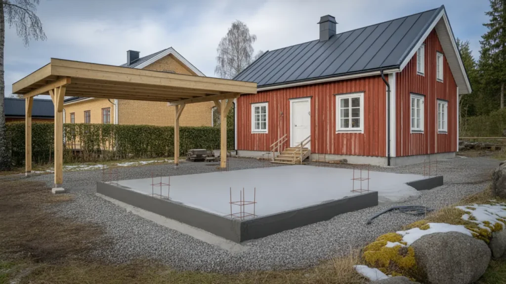 bygga garage eller carport vid villan bygglov grund sn last och brandavst nd
