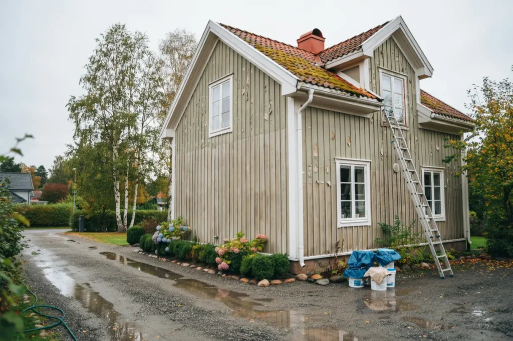 m la om tr fasaden p villan r tt underarbete f rgval och intervall f r ett h llbart resultat