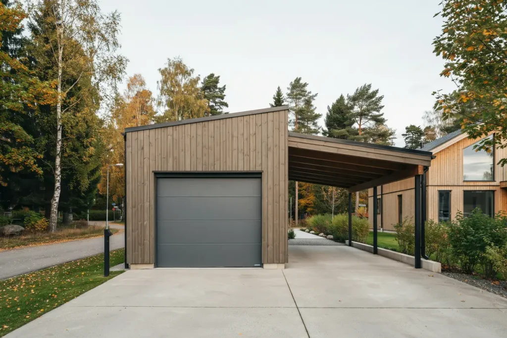 nybyggnation av garage med carport i n sbypark t by